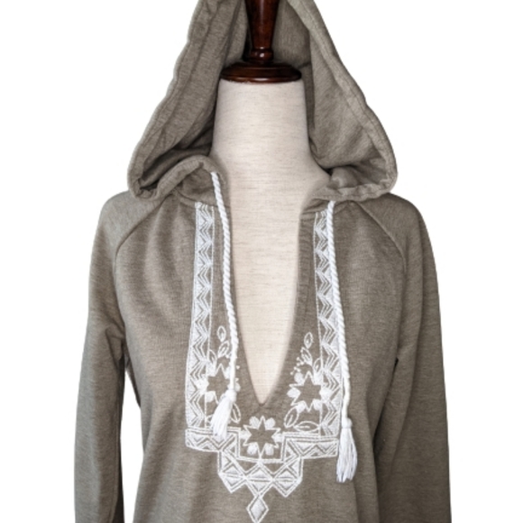 Roxy Embroidered V Neck Hoodie Sz M - Picture 4 of 10